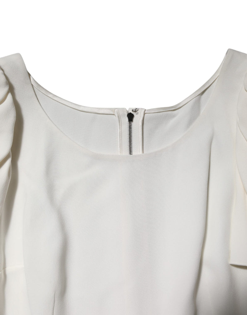 Dolce & Gabbana Blouse Femme Blanche à Col Rond et Manches Courtes