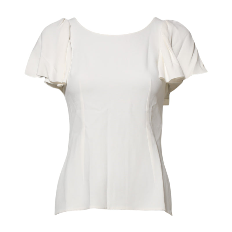 Dolce & Gabbana Blouse Femme Blanche à Col Rond et Manches Courtes