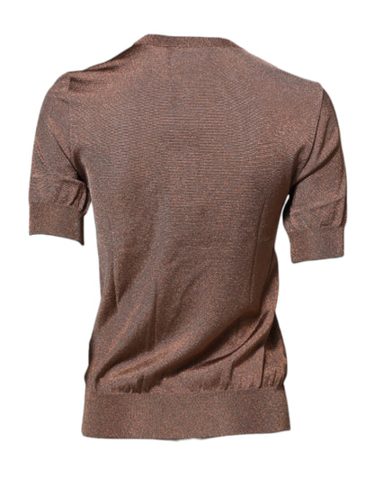 Dolce &amp; Gabbana bruine blouse met ronde hals en bloemenprint