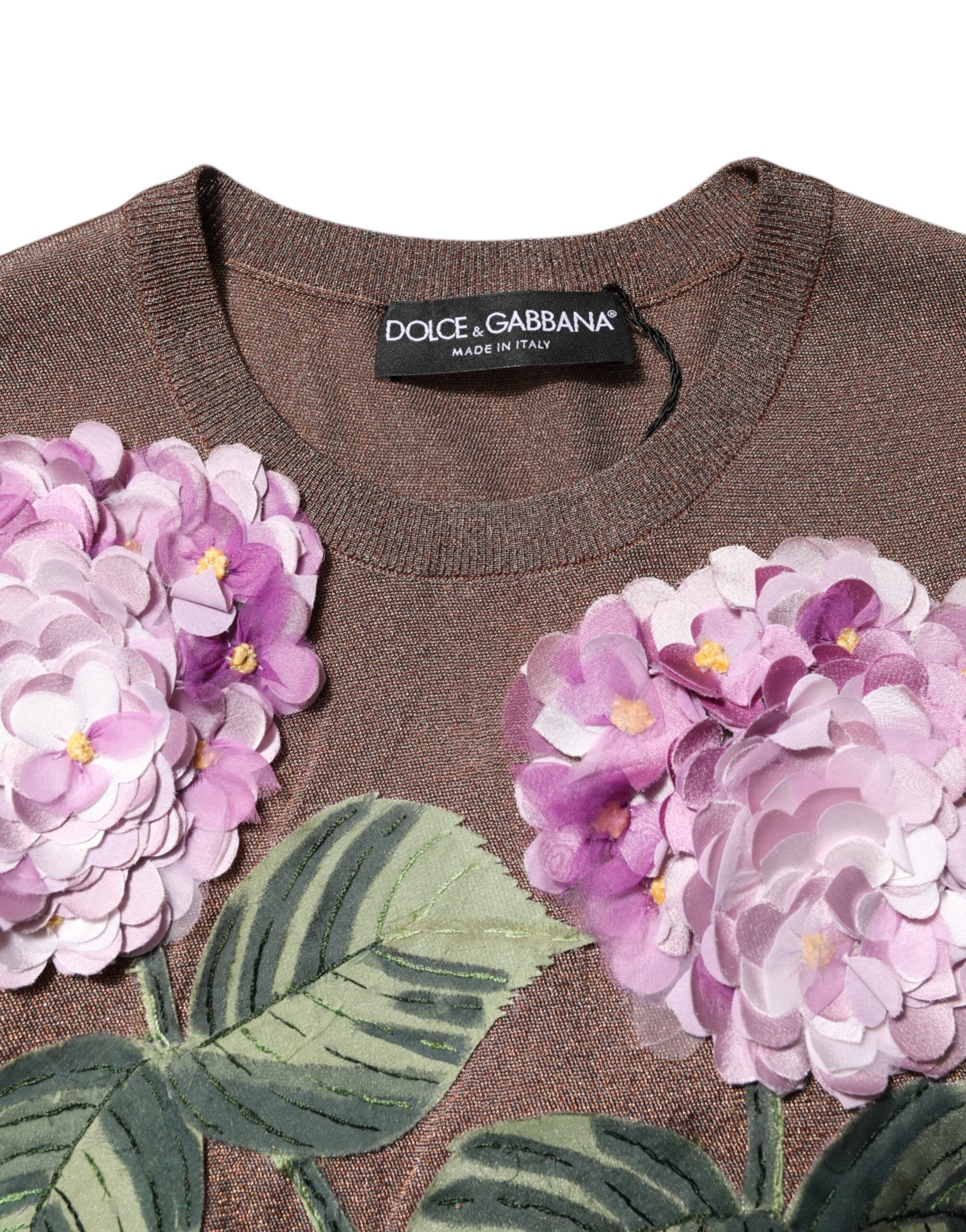 Dolce &amp; Gabbana bruine blouse met ronde hals en bloemenprint