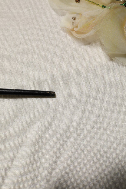 Pull en soie blanche brodé de lys de Dolce & Gabbana