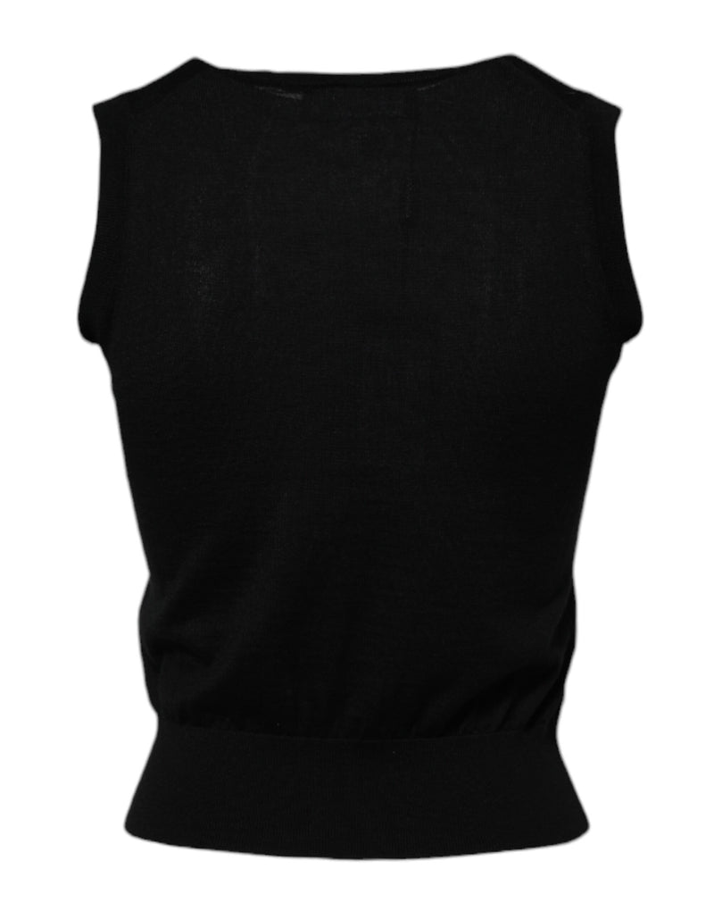 Dolce & Gabbana Black Cashmere Sleeveless Tank T-shirt