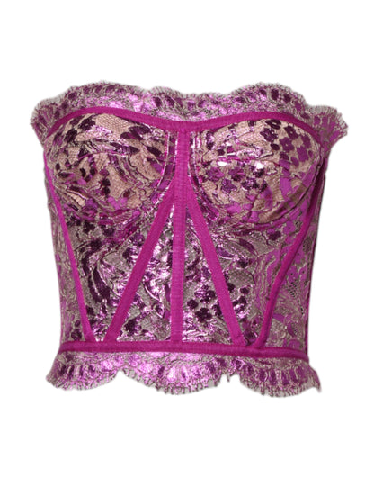 Dolce &amp; Gabbana Roze Bustier Mouwloze Corset Blouse Top