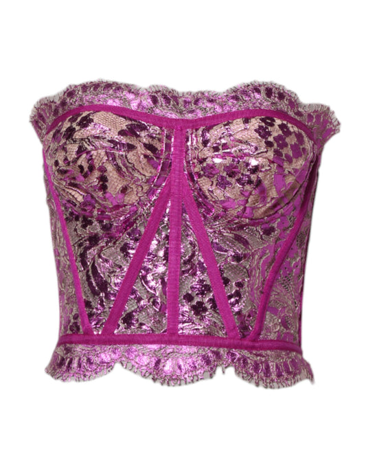 Top en corset sans manches, bustier rose Dolce & Gabbana