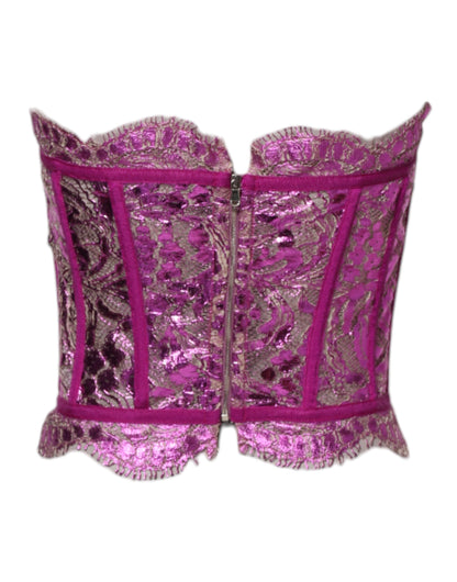 Dolce &amp; Gabbana Roze Bustier Mouwloze Corset Blouse Top