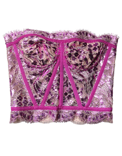 Dolce &amp; Gabbana Roze Bustier Mouwloze Corset Blouse Top