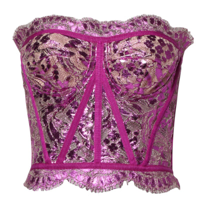 Dolce &amp; Gabbana Roze Bustier Mouwloze Corset Blouse Top