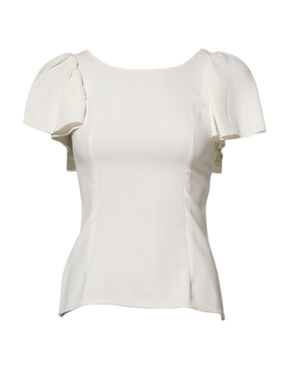 Dolce & Gabbana Blouse à Col Rond Blanc à Manches Courtes