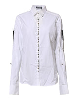Dolce & Gabbana Chemise Blanche à Col Cristal Éclairé