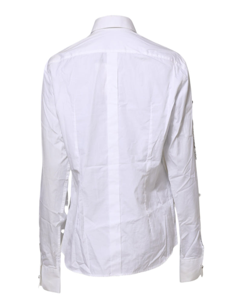 Dolce & Gabbana Chemise Blanche à Col Cristal Éclairé