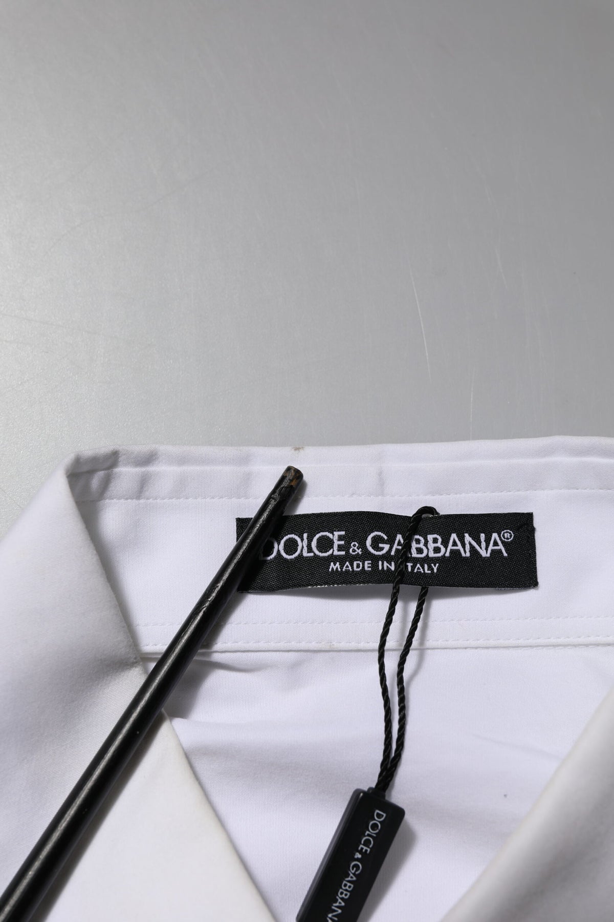 Dolce & Gabbana Chemise Blanche à Col Cristal Éclairé