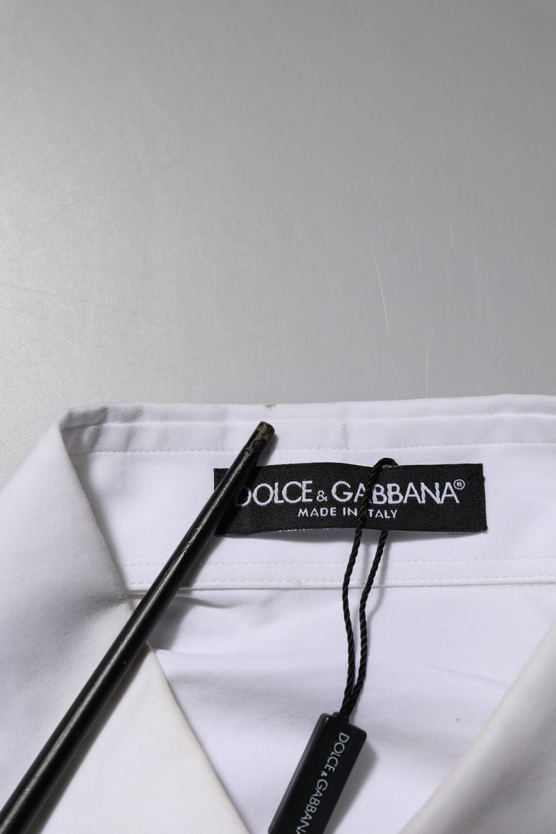 Dolce & Gabbana Chemise Blanche à Col Cristal Éclairé