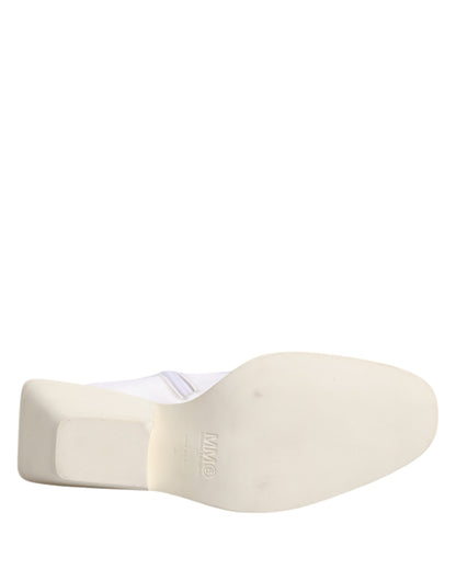 Maison Margiela witte enkellaarsjes met vierkante hak en ritssluiting