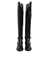 Elisabetta Franchi Bottes Hautes en Cuir Noir avec Boucles