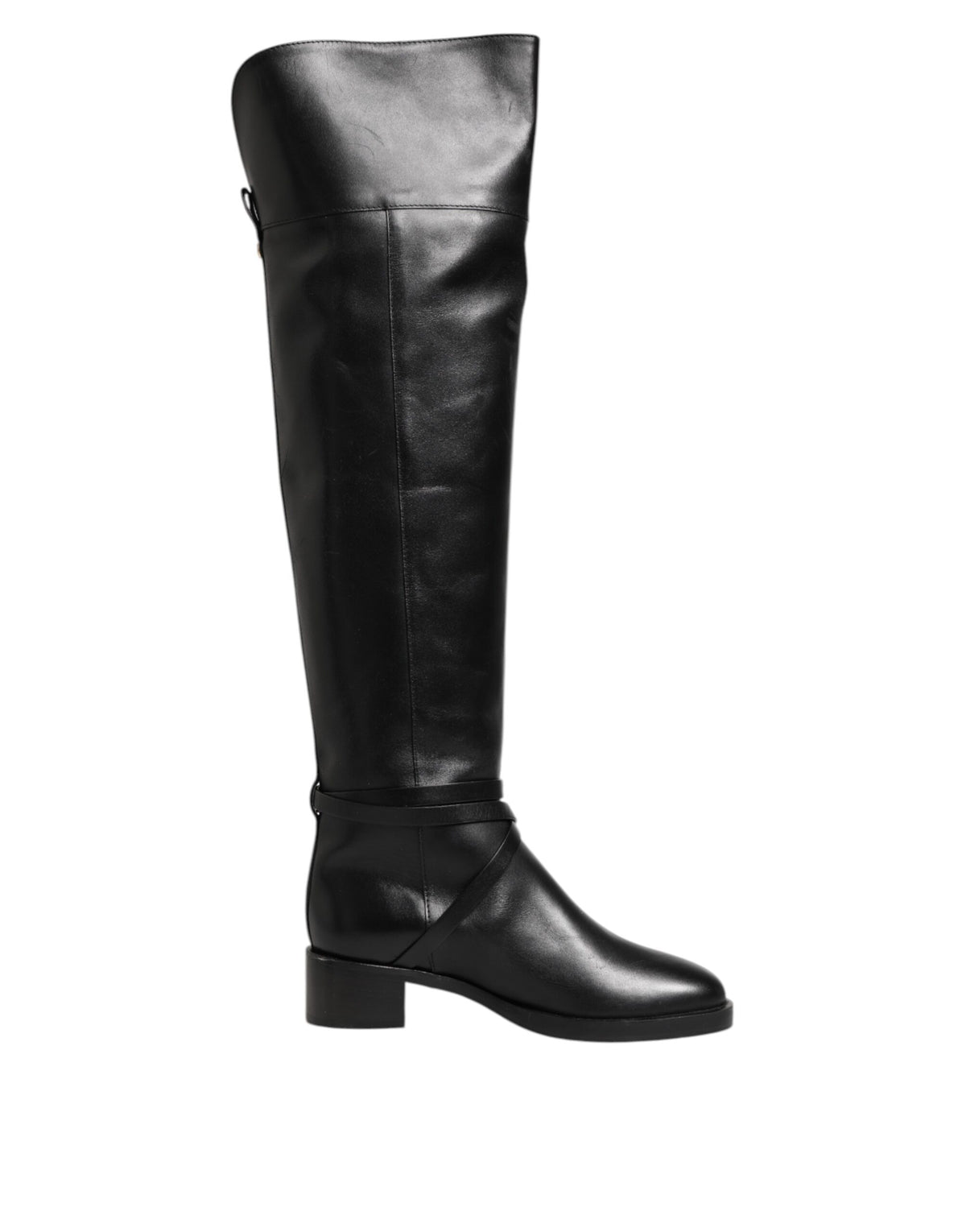 Elisabetta Franchi Bottes Hautes en Cuir Noir avec Boucles
