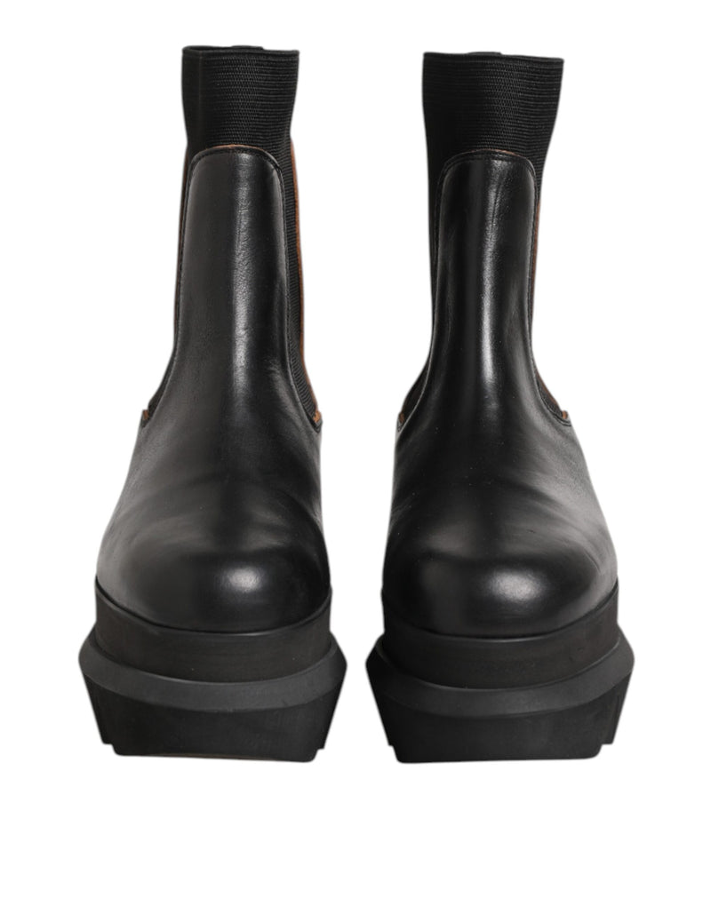 Sacai Black Chelsea Leather Pull-On Ankle Boots for Women