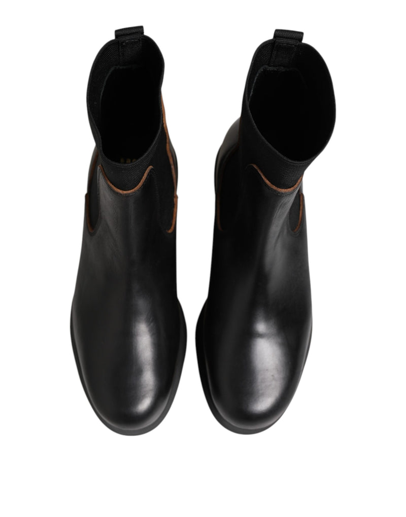 Sacai Black Chelsea Leather Pull-On Ankle Boots for Women
