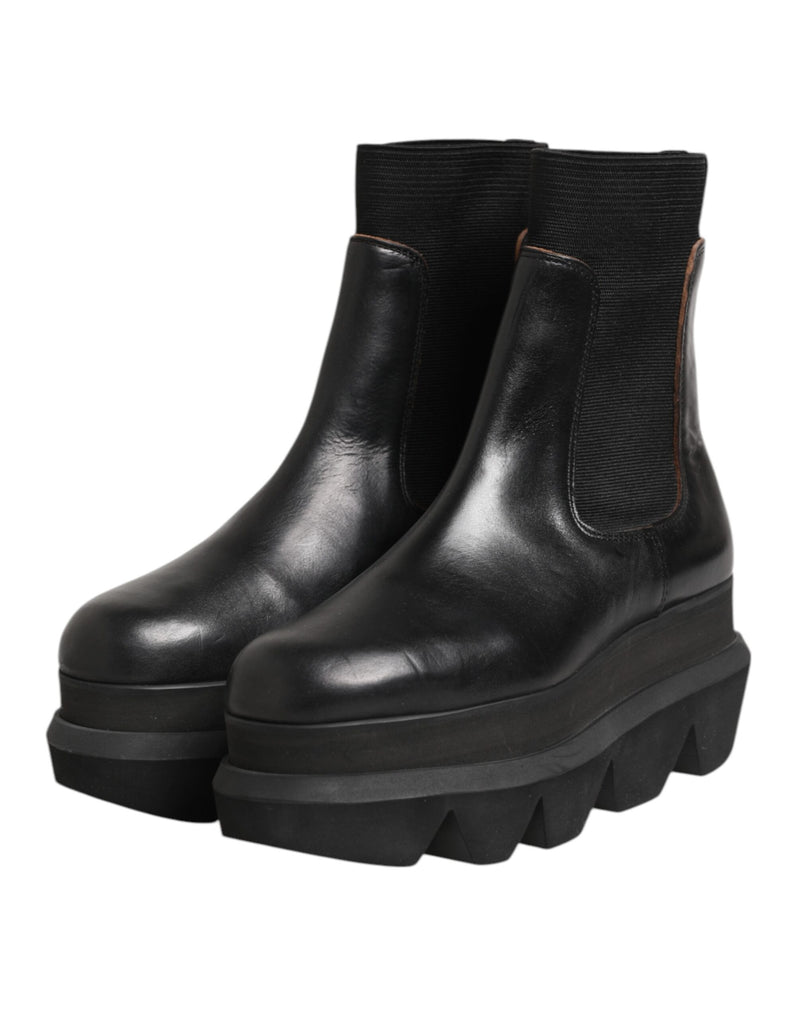 Sacai Black Chelsea Leather Pull-On Ankle Boots for Women