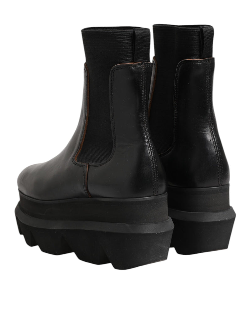 Sacai Black Chelsea Leather Pull-On Ankle Boots for Women