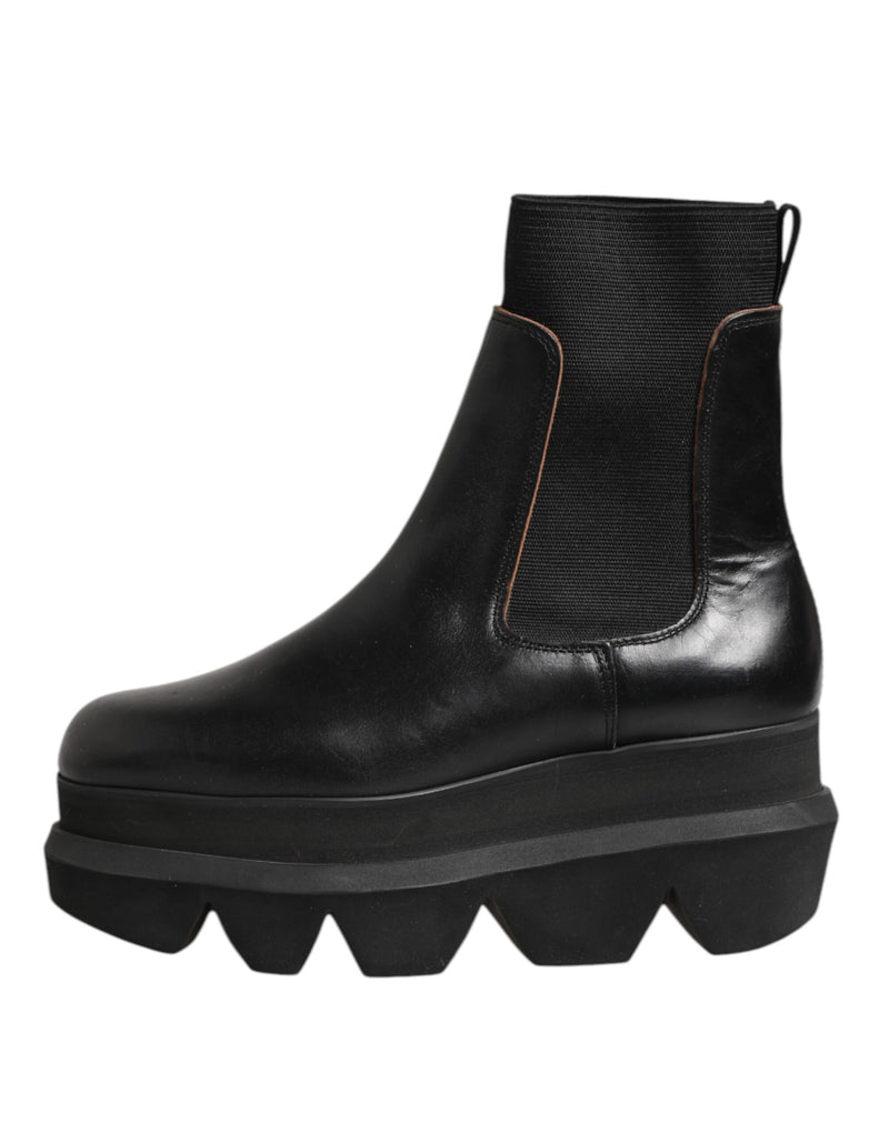 Sacai Black Chelsea Leather Pull-On Ankle Boots for Women