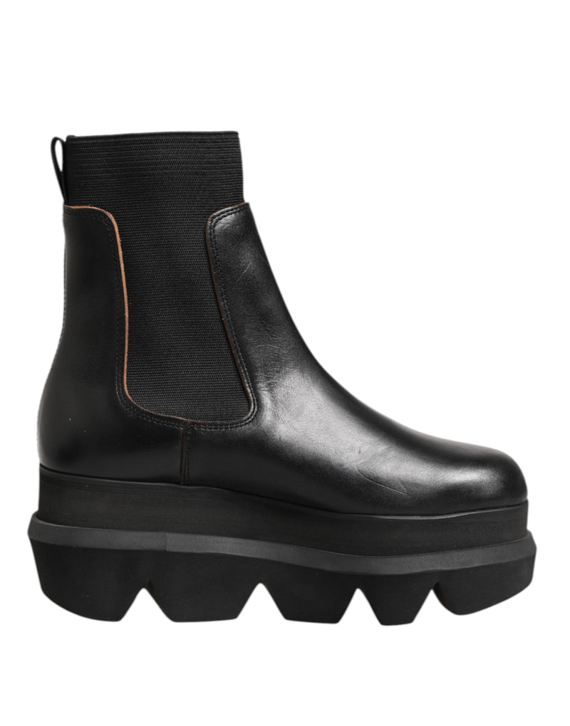 Sacai Black Chelsea Leather Pull-On Ankle Boots for Women
