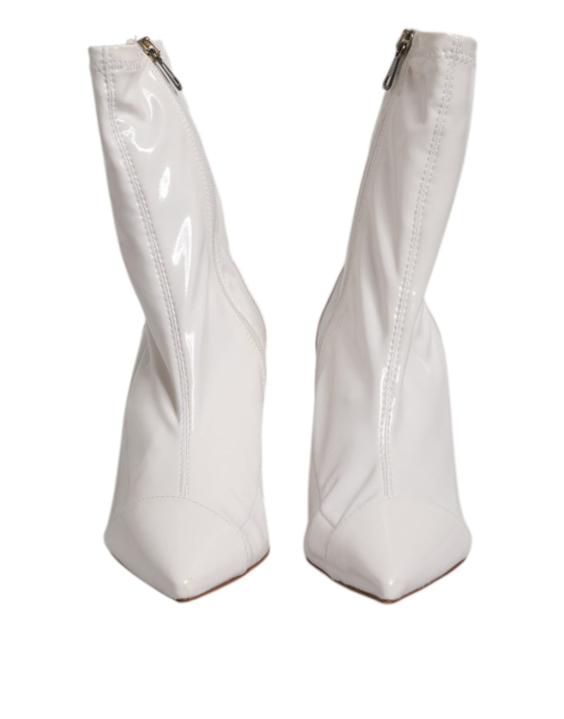 Elisabetta Franchi White Stiletto Heels Mid Calf Boots