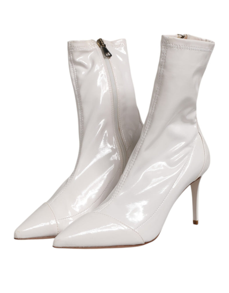 Elisabetta Franchi White Stiletto Heels Mid Calf Boots