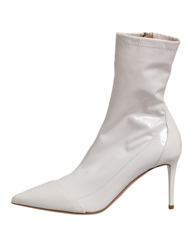 Elisabetta Franchi White Stiletto Heels Mid Calf Boots