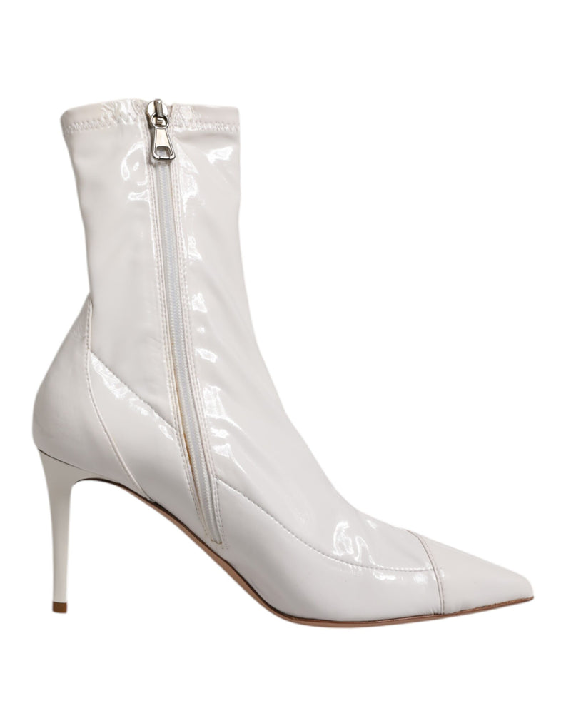 Elisabetta Franchi White Stiletto Heels Mid Calf Boots