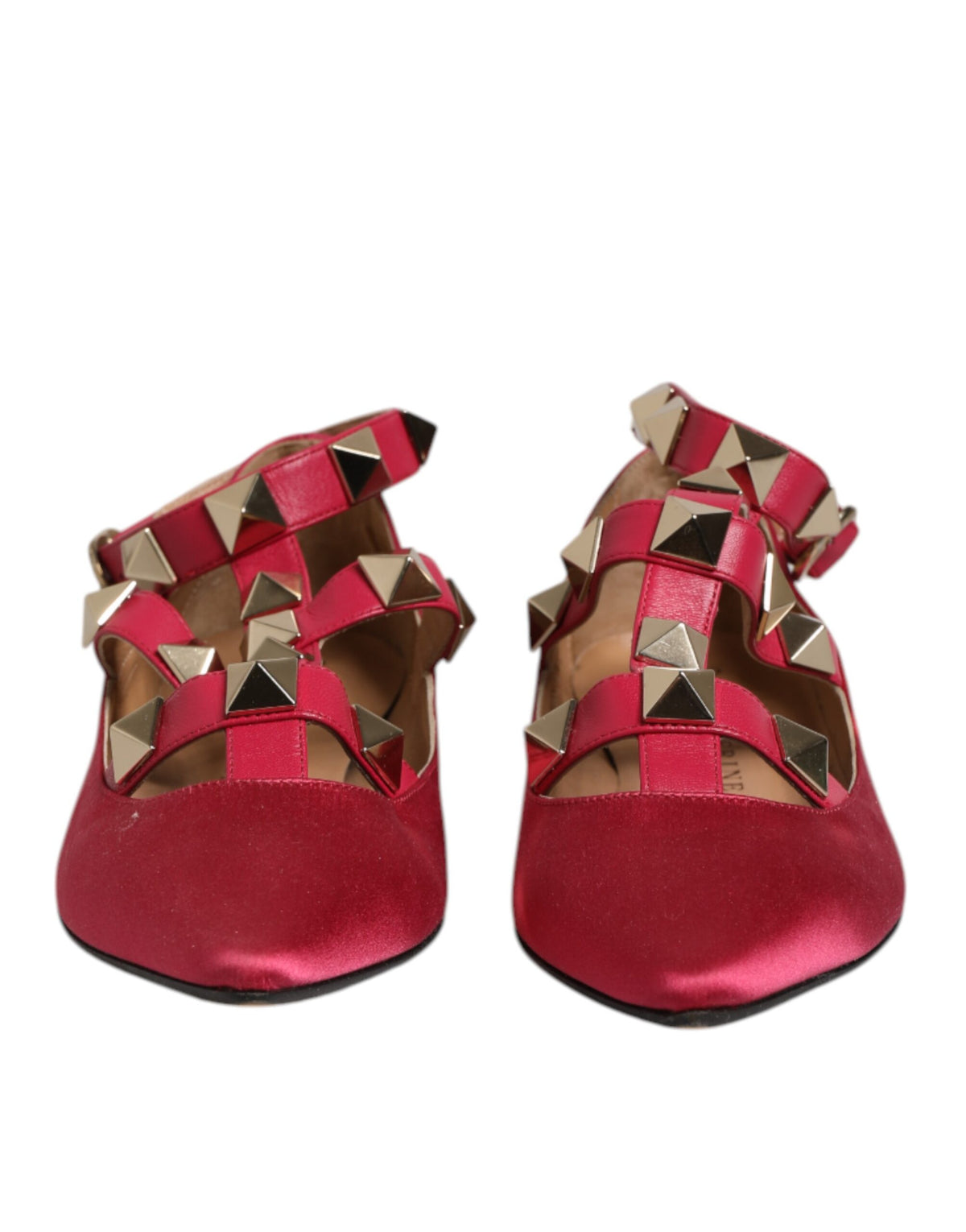 Ballet Flats Prosperine Rouge à Talon Pointu avec Clous Dorés