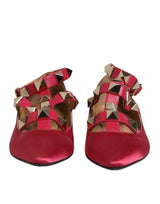 Ballet Flats Prosperine Rouge à Talon Pointu avec Clous Dorés
