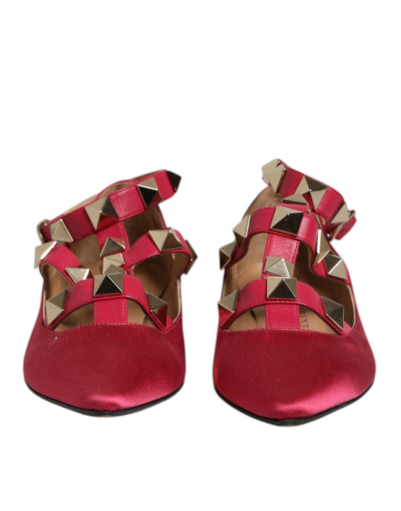 Prosperine Red Gold Studded Pointed Toe Ballet Flats