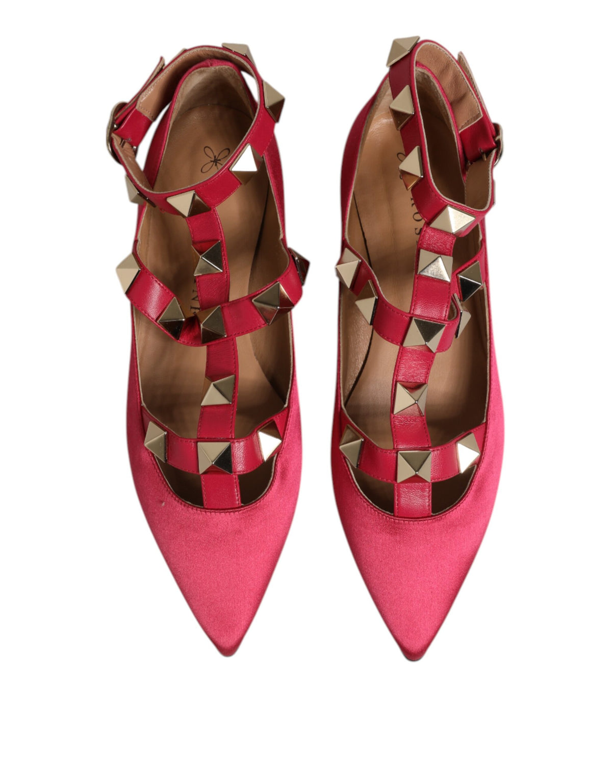 Ballet Flats Prosperine Rouge à Talon Pointu avec Clous Dorés
