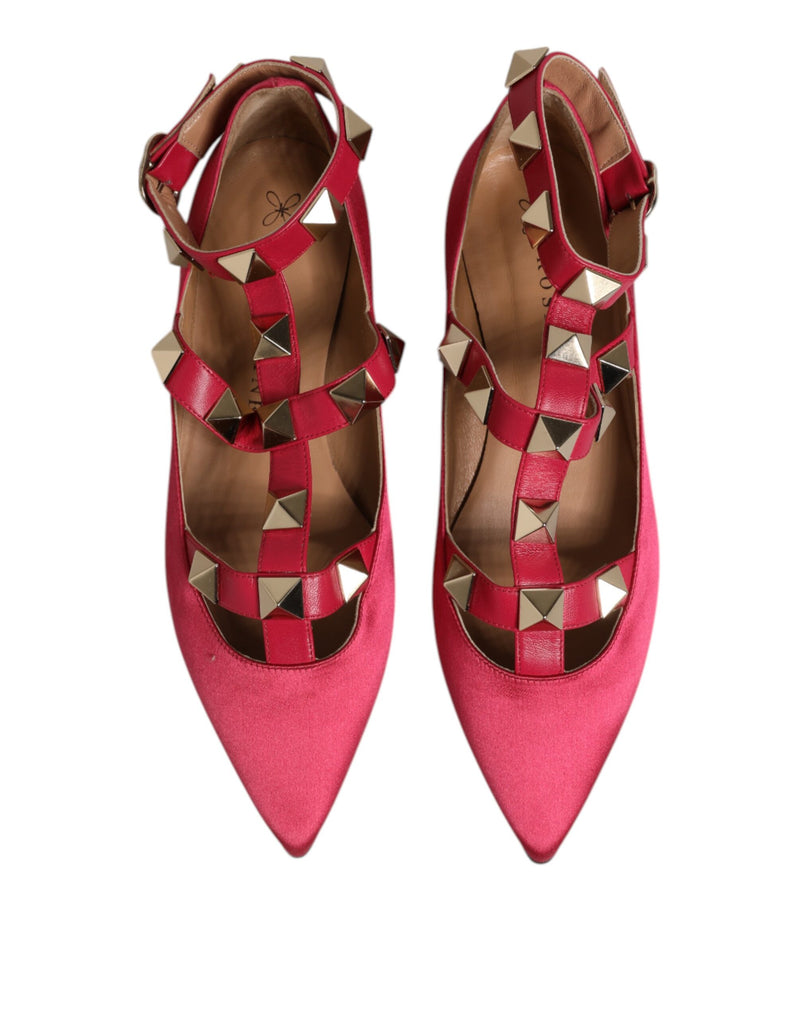 Prosperine Red Gold Studded Pointed Toe Ballet Flats
