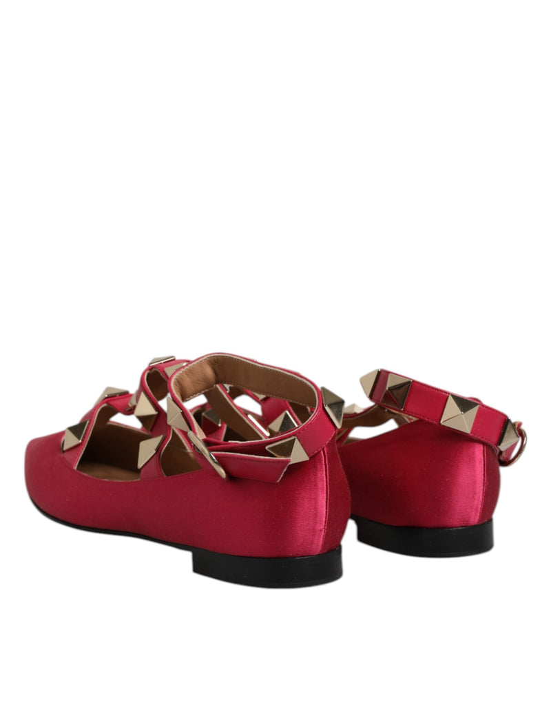 Prosperine Red Gold Studded Pointed Toe Ballet Flats