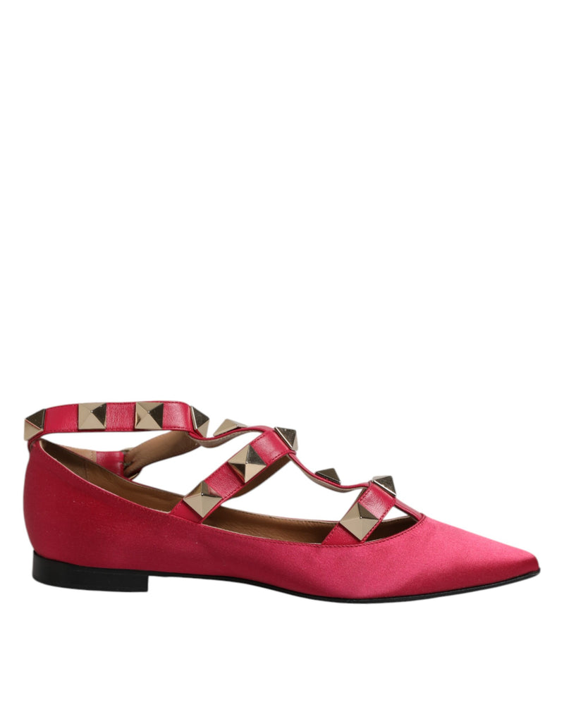 Prosperine Red Gold Studded Pointed Toe Ballet Flats