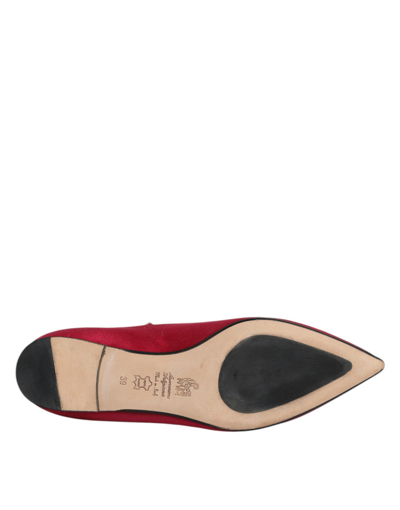 Prosperine Red Gold Studded Pointed Toe Ballet Flats