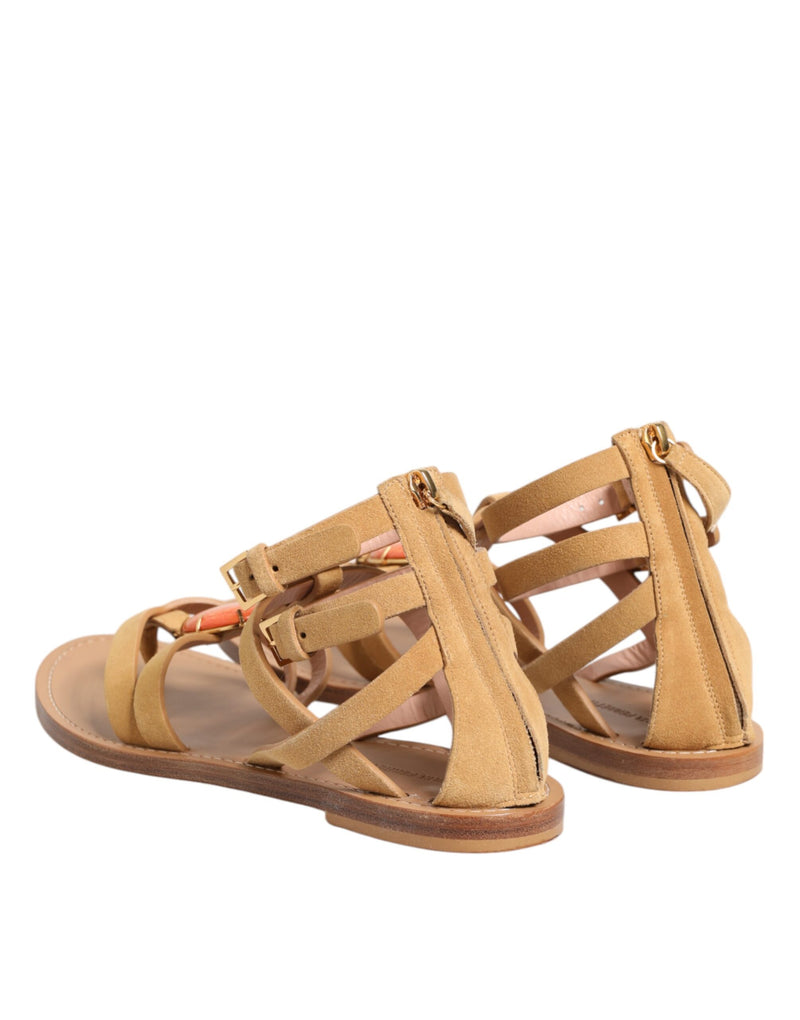 Alberta Ferretti Brown Flip Flops with Zipper Ankle Strap