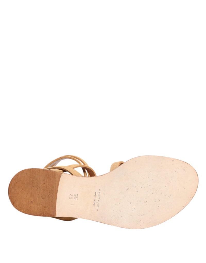 Alberta Ferretti Brown Flip Flops with Zipper Ankle Strap