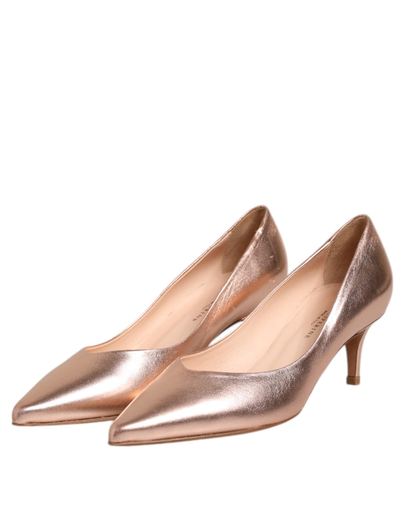 Prosperine Pink Leather Pumps - Elegant Stiletto Slip On Shoes