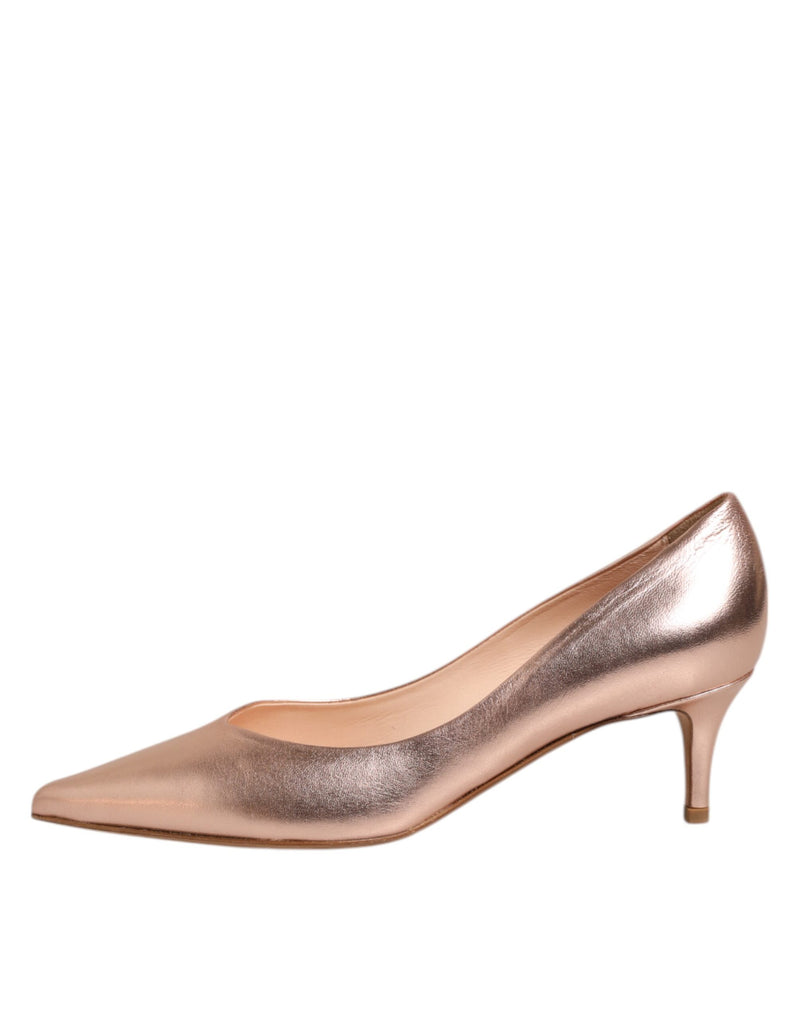 Prosperine Pink Leather Pumps - Elegant Stiletto Slip On Shoes