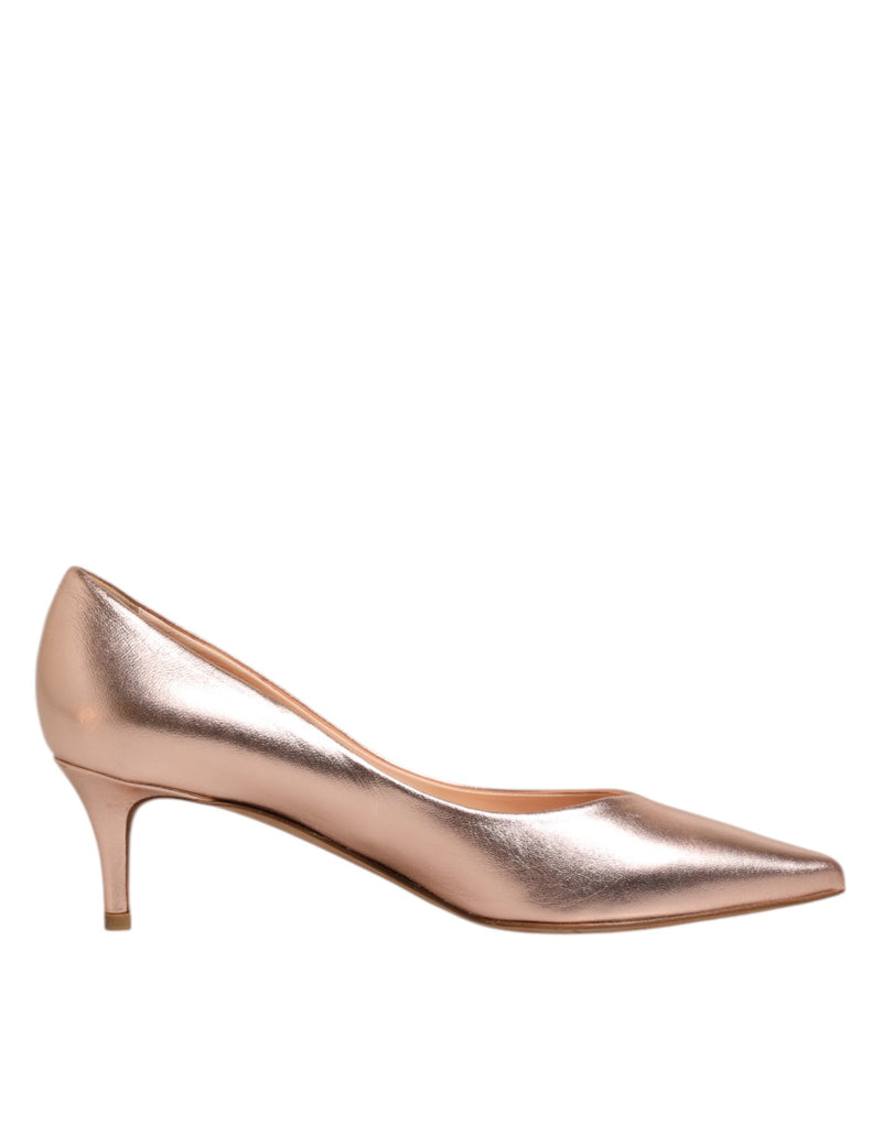 Prosperine Pink Leather Pumps - Elegant Stiletto Slip On Shoes