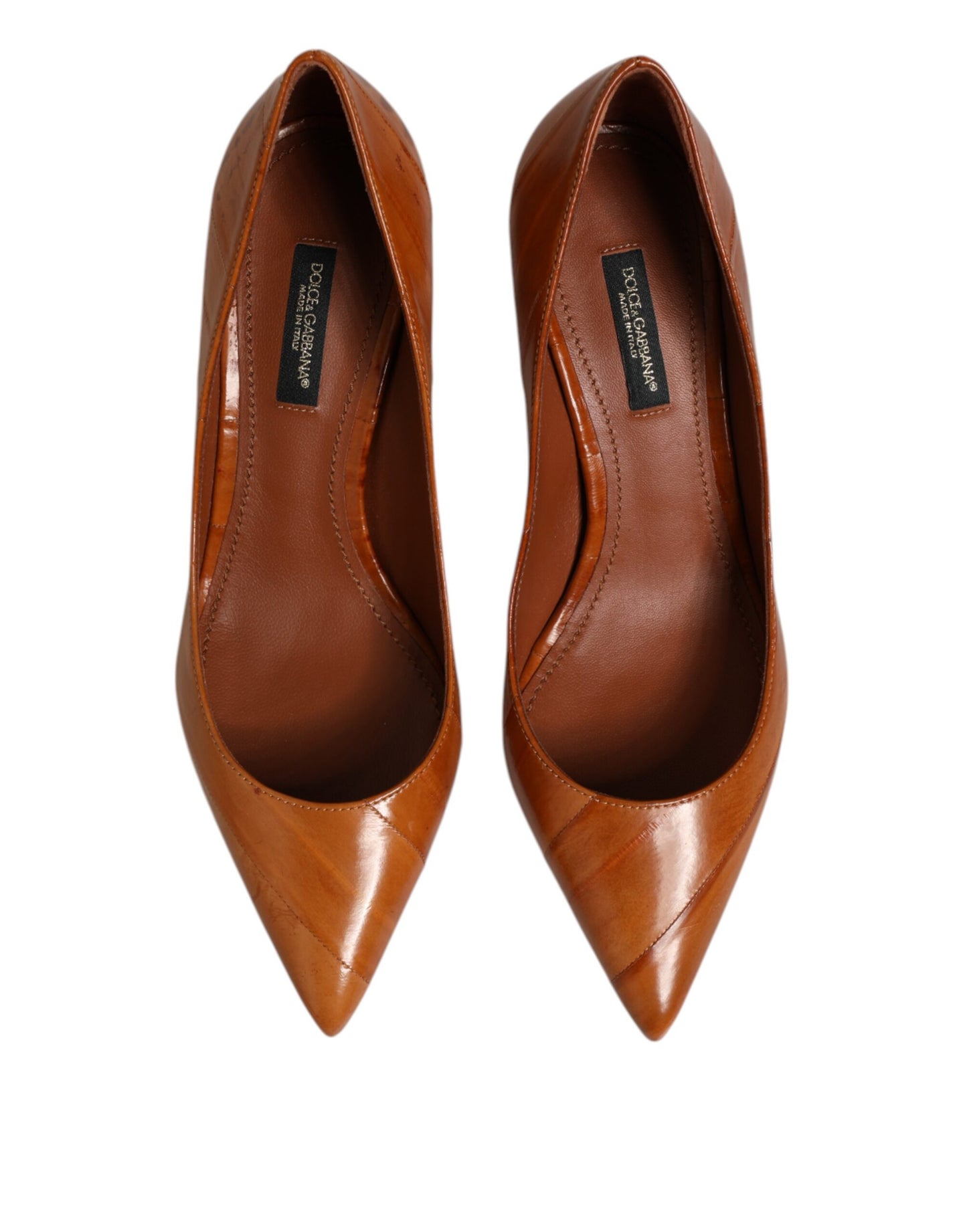 Dolce & Gabbana leren pumps met stilettohak in het bruin.