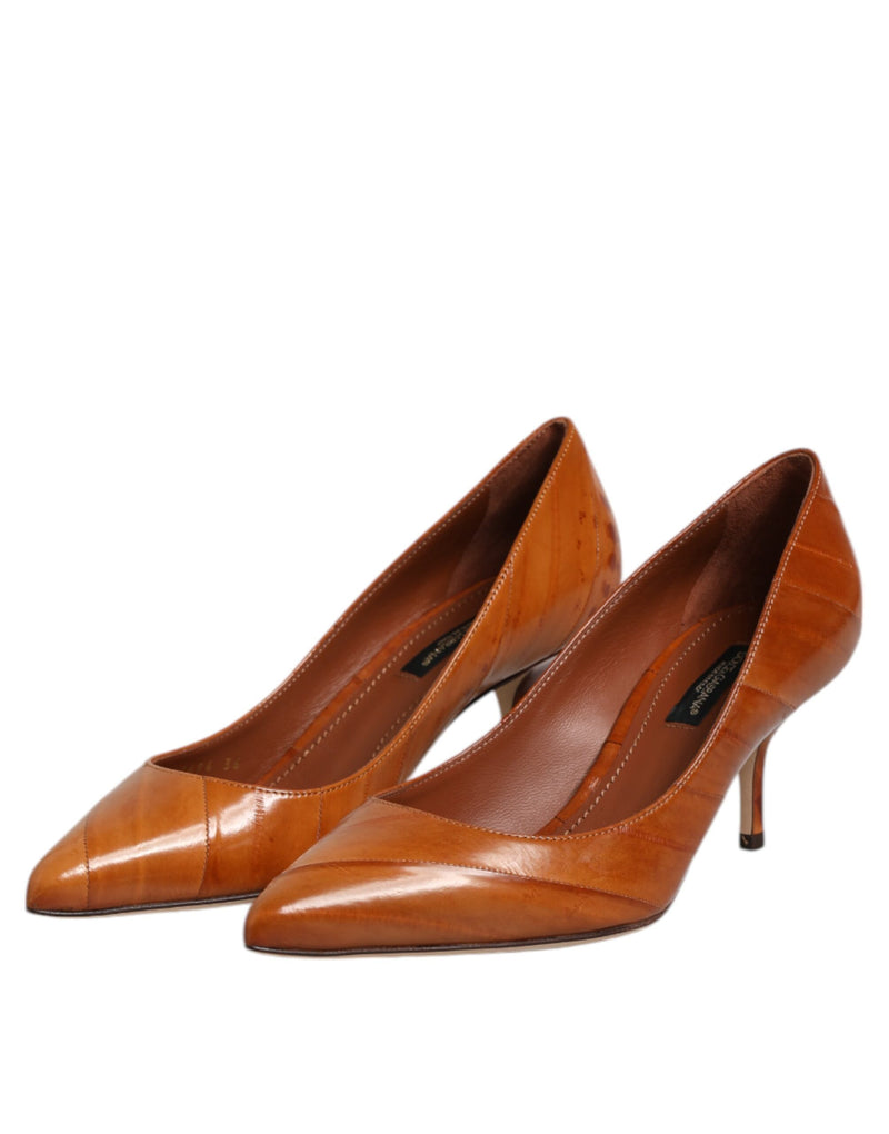Dolce & Gabbana Brown Leather Stiletto Heel Pumps