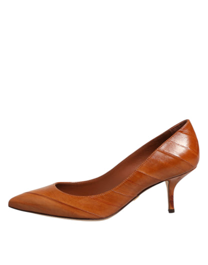 Dolce & Gabbana leren pumps met stilettohak in het bruin.