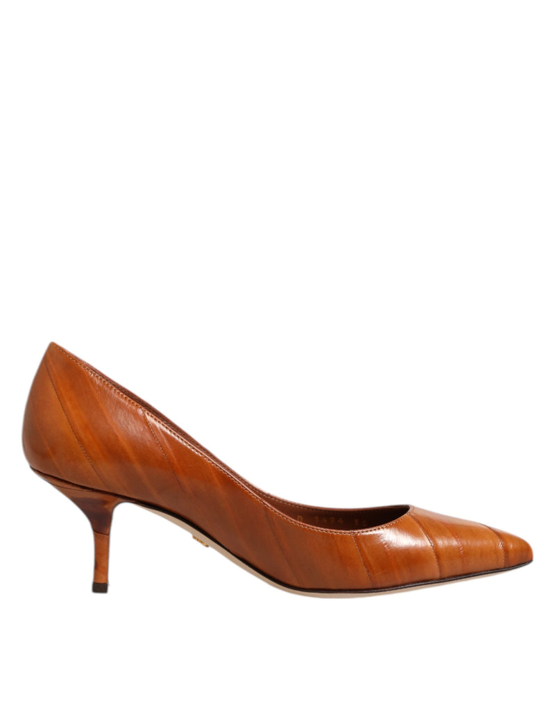 Dolce & Gabbana Brown Leather Stiletto Heel Pumps