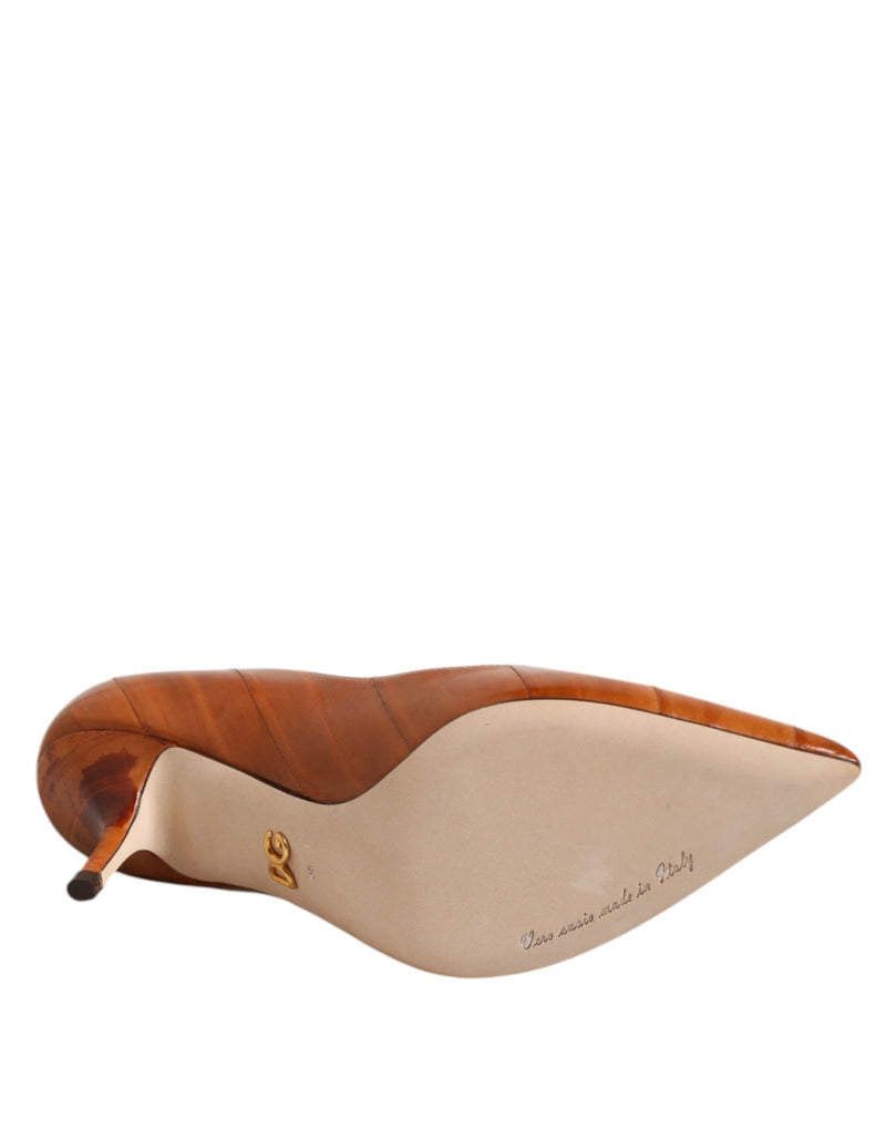 Dolce & Gabbana Brown Leather Stiletto Heel Pumps