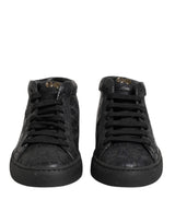 HIDE & JACK Black Leather Lace Up Mid Top Sneakers