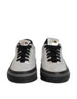 HIDE & JACK Silver Leather Lace Up Low Top Sneakers
