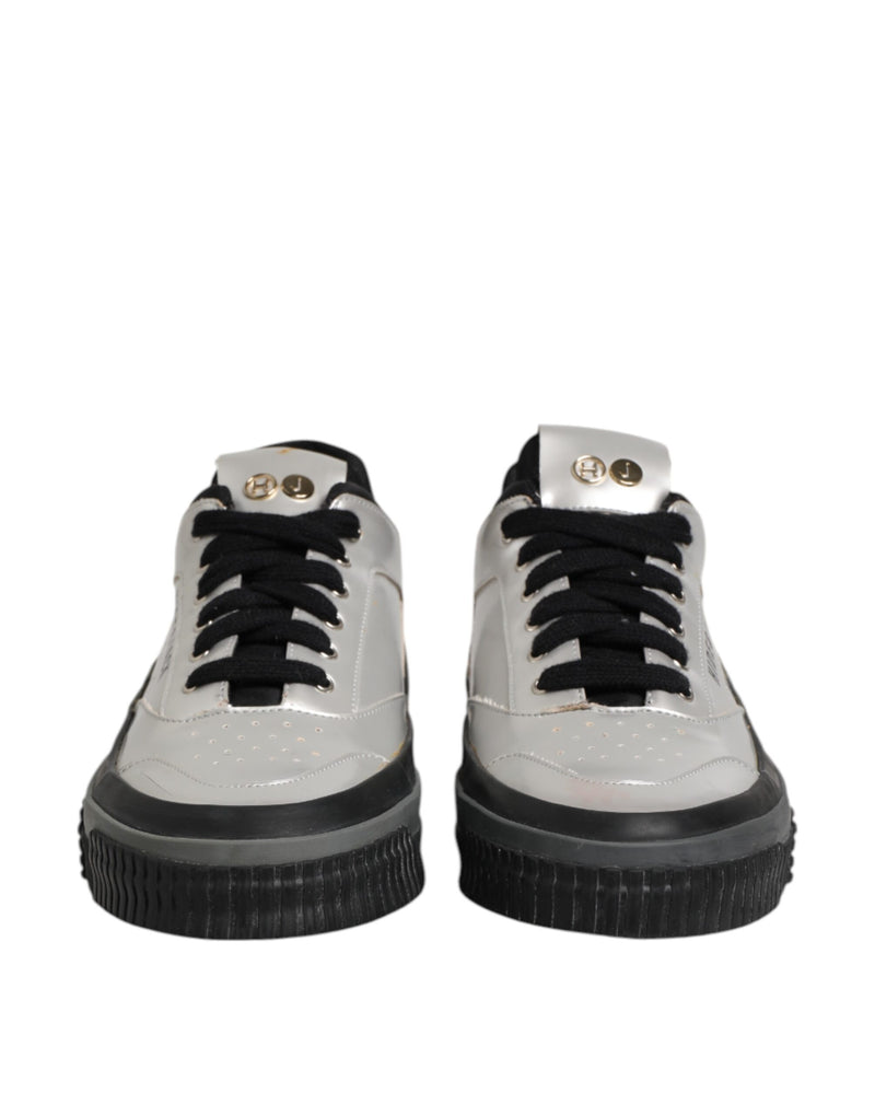 HIDE & JACK Silver Leather Lace Up Low Top Sneakers